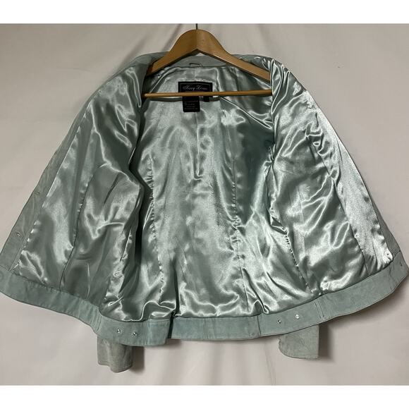 Terry Lewis Women's Suede Jacket Button Pockets Powder Blue Size Medium - Picture 5 of 15